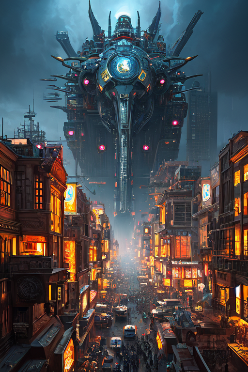 05794-2078731383-cinematic view of a retro scifi neighborhood, robots, desaturated, psychedelic, tim hildebrandt, wayne barlowe, bruce pennington.png